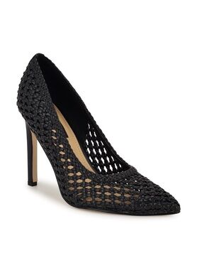 Nine West Tatiana Black Woven Pointed-Toe Stiletto Pump